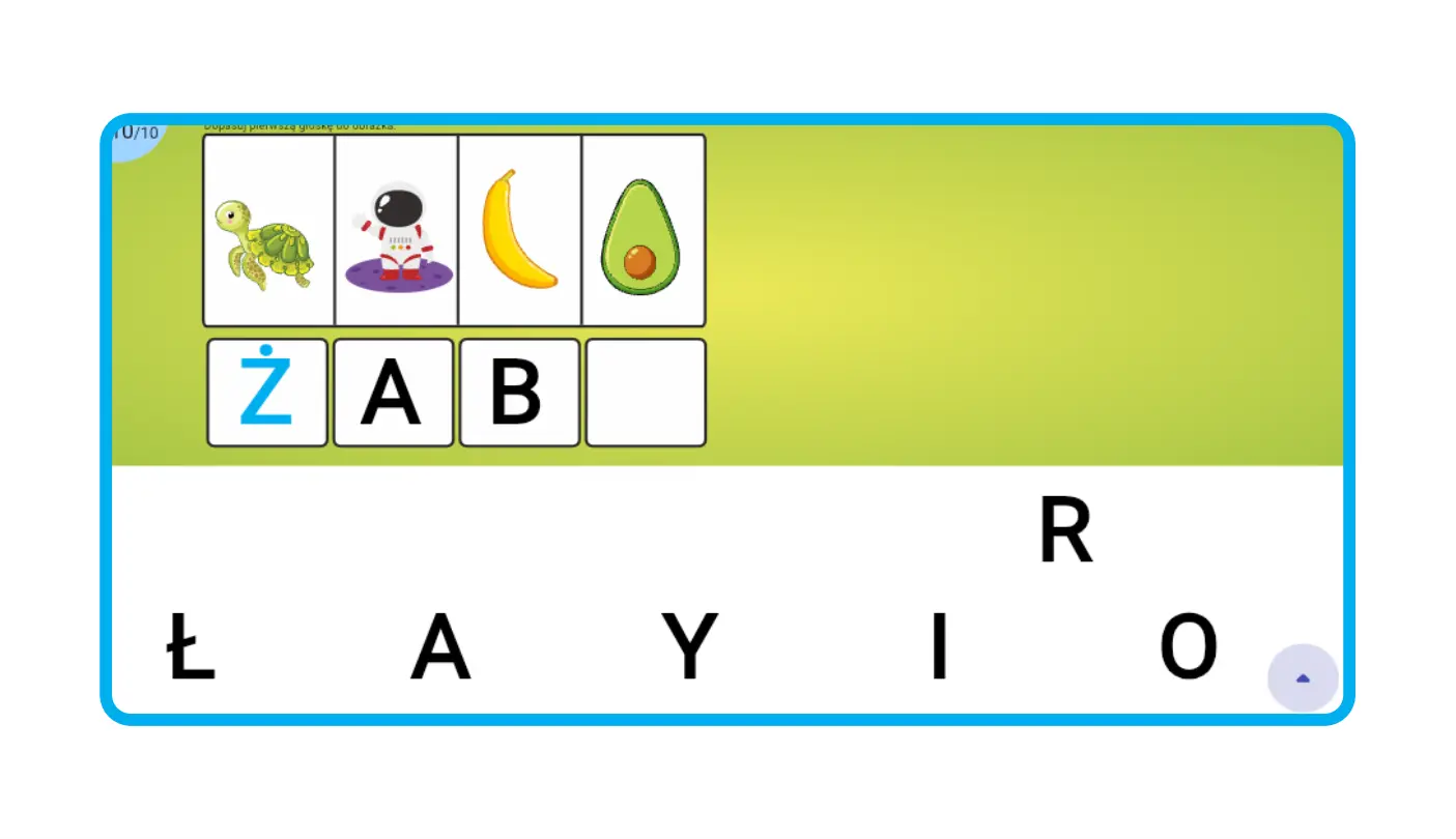 Tworzymy wyrazy - głoski szumiące - gra do nauki czytania