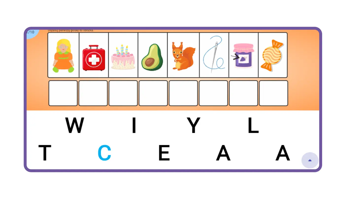 Tworzymy wyrazy - głoski syczące - gra do nauki czytania